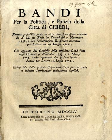 <strong>Bandi per la politica e pulizia di Chieri</strong>