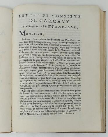 <p><strong>Lettres de A. Dettonville, contenant quelques-unes de ses inventions de geometrie.</strong></p>