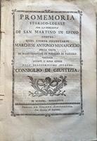 <strong>Promemoria storico-legale per la comunità di San Martino in Spino contro quel signor feudatario Marchese Antonio Menafoglio</strong>