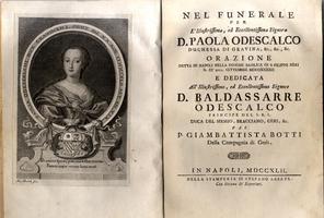 <strong>Nel funerale per l'illustrissima ed Eccellentissima Signora D. Paola Odescalco duchessa di Gravina,</strong>